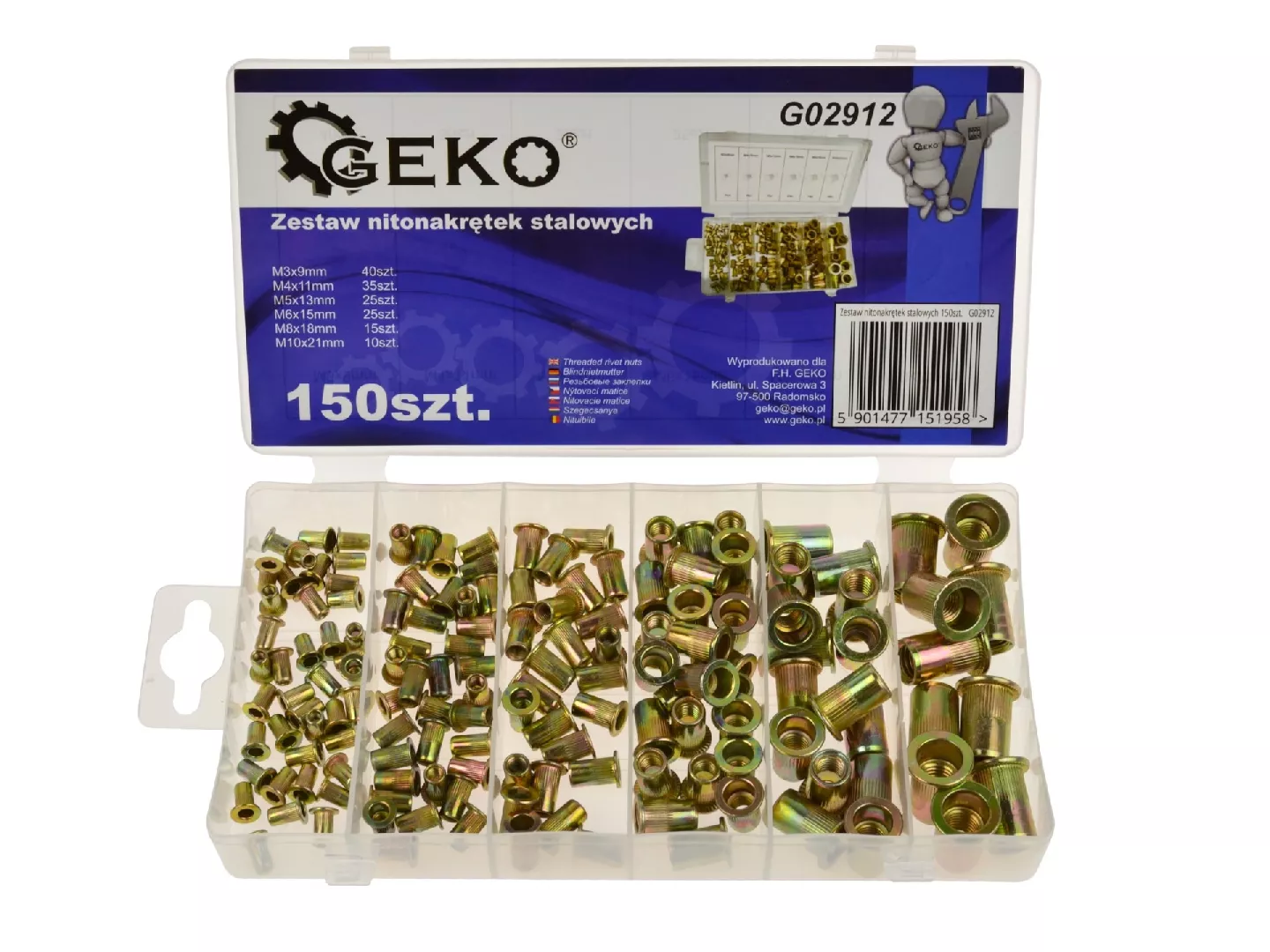 Set of steel rivet nuts 150