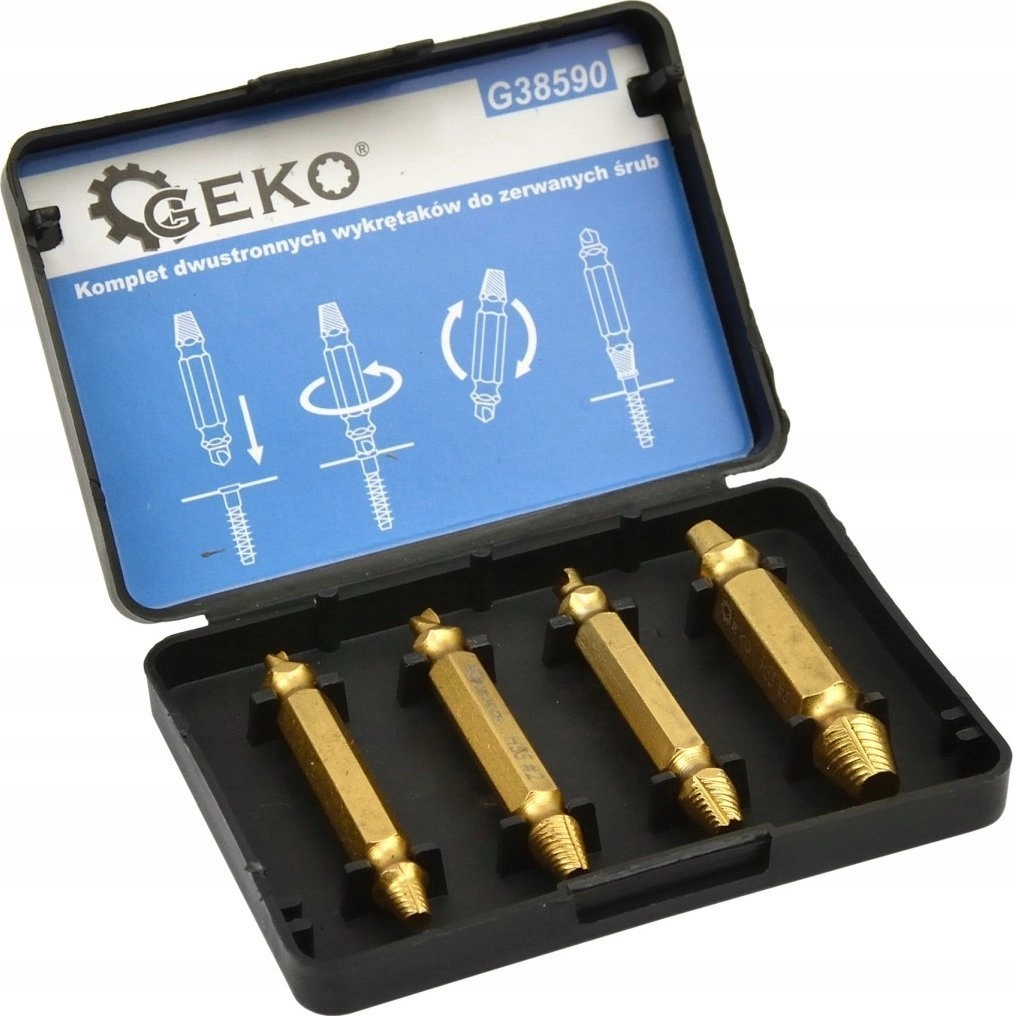 Geko drill Set of double-sided extractors
