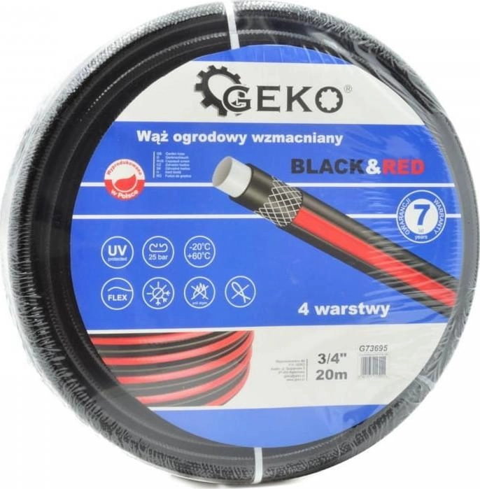 Geko WĄŻ OGRODOWY WZMACNIANY BLACKRED 3/4"