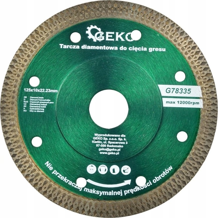 Geko Tarcza diamentowa 125x10x22.23mm do