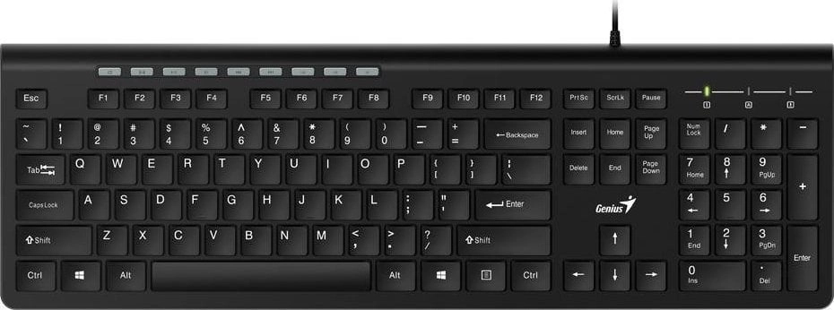 Tastatūra + pele Genius Genius Slimstar 230, ASV klaviatūra, multimediju, tieva stieple (USB), melna