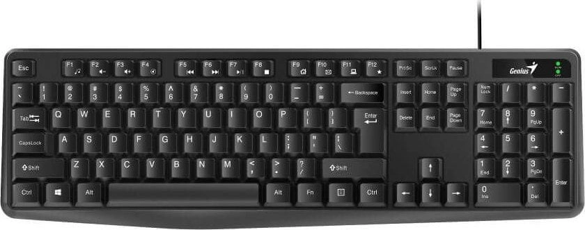 Tastatūra + pele Genius KB-117, ASV klaviatūra, klasisks, ūdensizturīgs stieples tips (USB), melns, nav