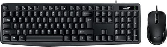 Tastatūra + pele Genius Genius KM-170 COPILOT, kas tastatūra ar optisko peli, CZ/SK, vadu (USB), melns