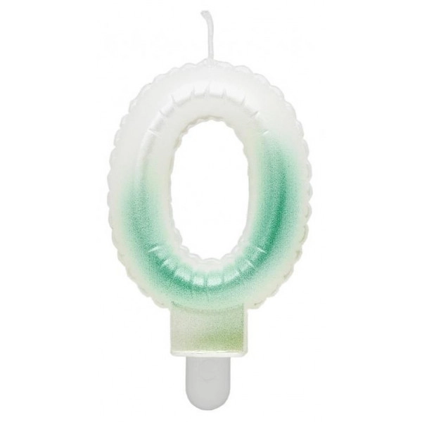 Candle topper Number 0 (7cm) White/Green