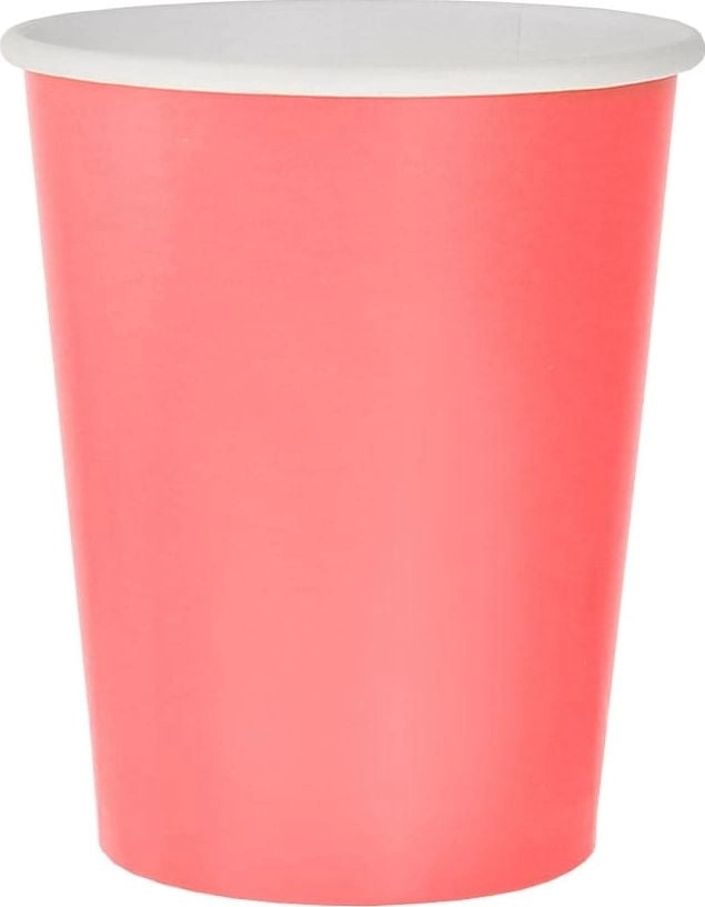 Pink paper cups 250ml  14 pcs