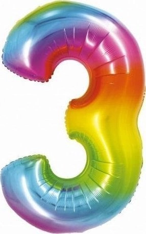 GoDan Balon foliowy cyfra 3 tęczowa