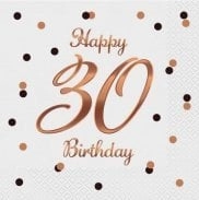 BC Happy 30 Birthday napkins white
