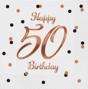BC Happy 50 Birthday Napkins white