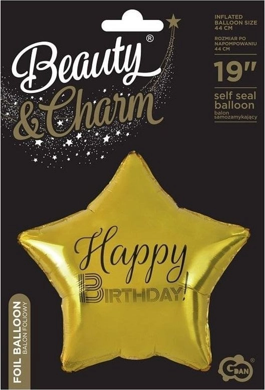 GoDan Balon foliowy Happy Birthday gwiazda