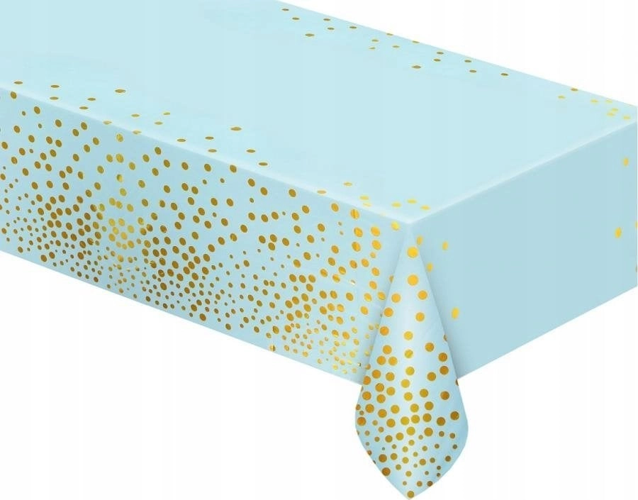BC foil tablecloth  gold polka dots