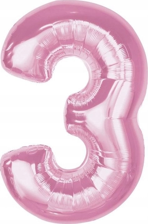 Number 3 foil balloon  light pink