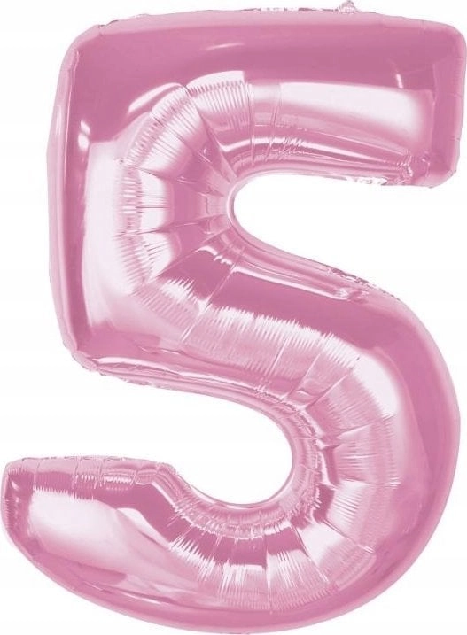 Number 5 foil balloon light pink