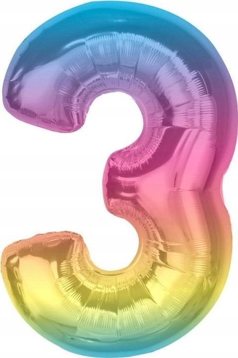 Number 3 foil balloon  rainbow Smart