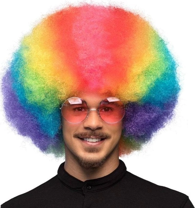 Rainbow clown wig 8712026850591