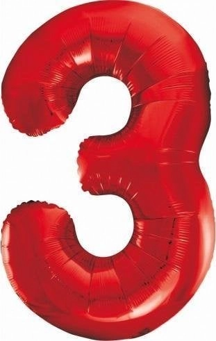Cyfra3 foil balloon 85cm red BC-HCW3