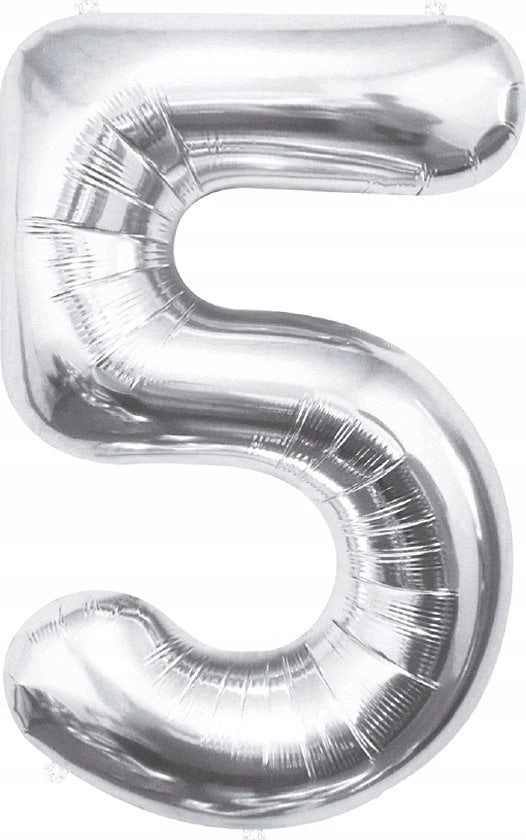 Number 5 foil balloon  silver  92cm