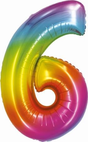 Foil balloon Smart Cyfra6 rainbow 76cm