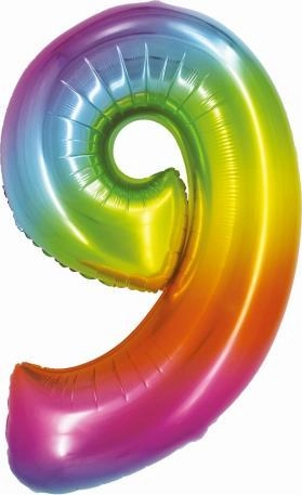 Smart Cyfra9 foil balloon rainbow 76cm
