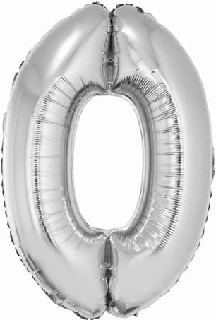 GoDan Foil balloon number `0` silver