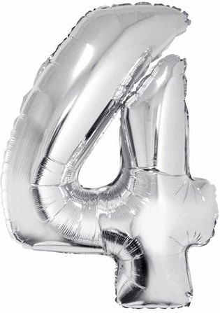 GoDan Foil balloon number `4` silver