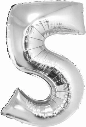 GoDan Foil balloon number `5` silver