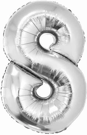 GoDan Foil balloon number `8` silver