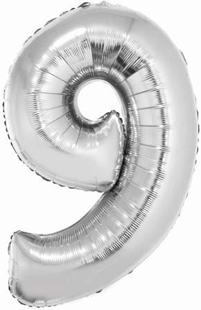 GoDan Foil balloon number ``9`` silver