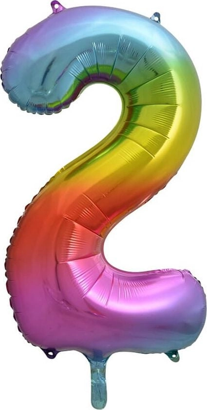 Foil balloon number 2  rainbow  85