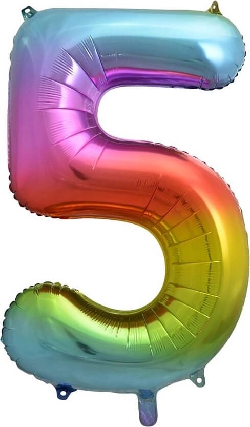 GoDan Balon foliowy cyfra 5 tęczowy