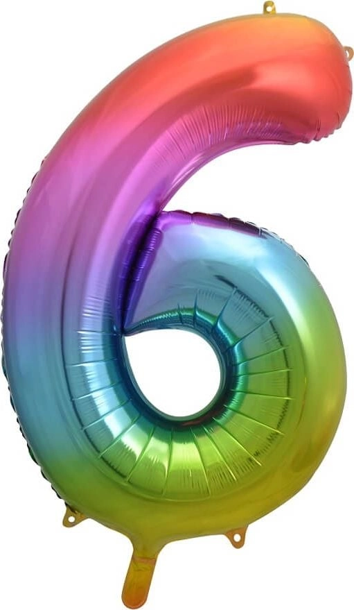 Foil balloon number 6  rainbow  85