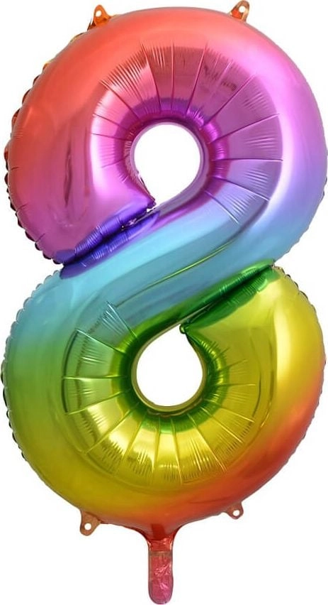 Foil balloon number 8  rainbow  85