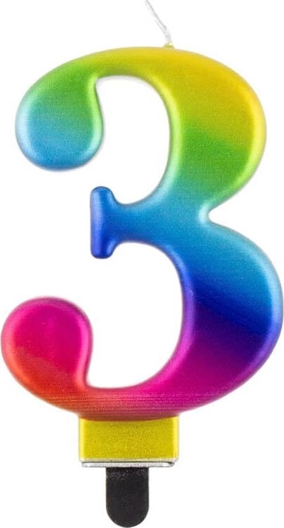 GoDan Świeczka urodzinowa "3" multikolor
