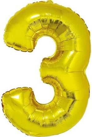 GoDan Number `3` foil balloon gold