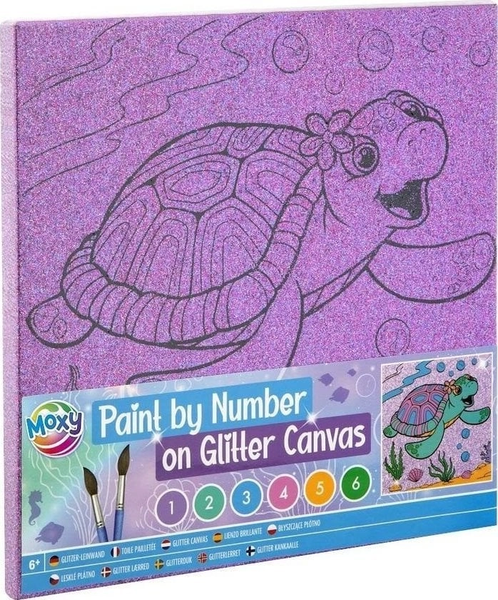 Painting by numbers glitter turtle background