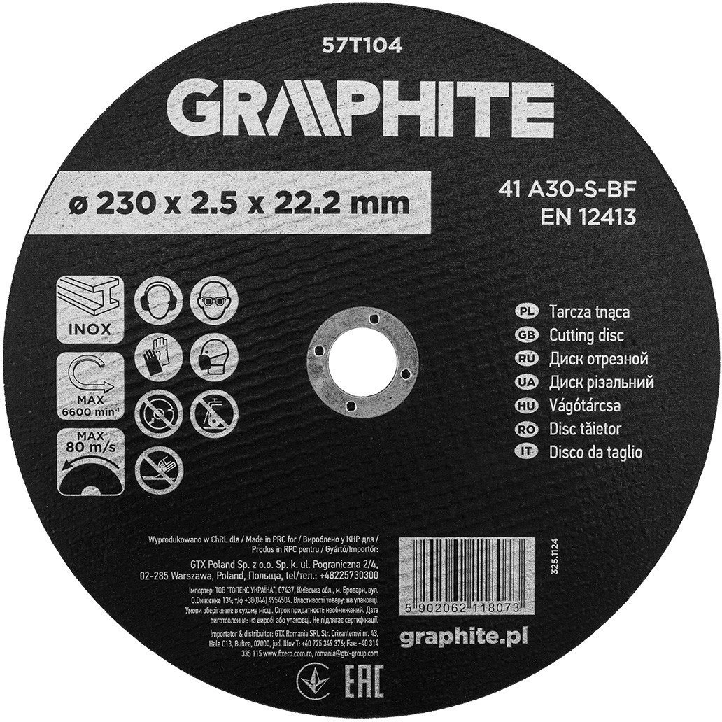 Cutting disc  corundum for metal/INOX 230
