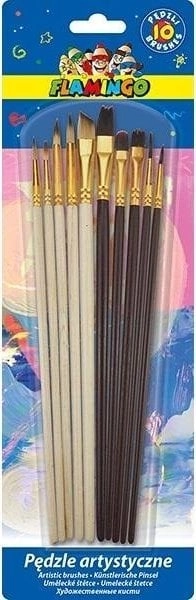 Artist brushes with wooden handle 10pcs