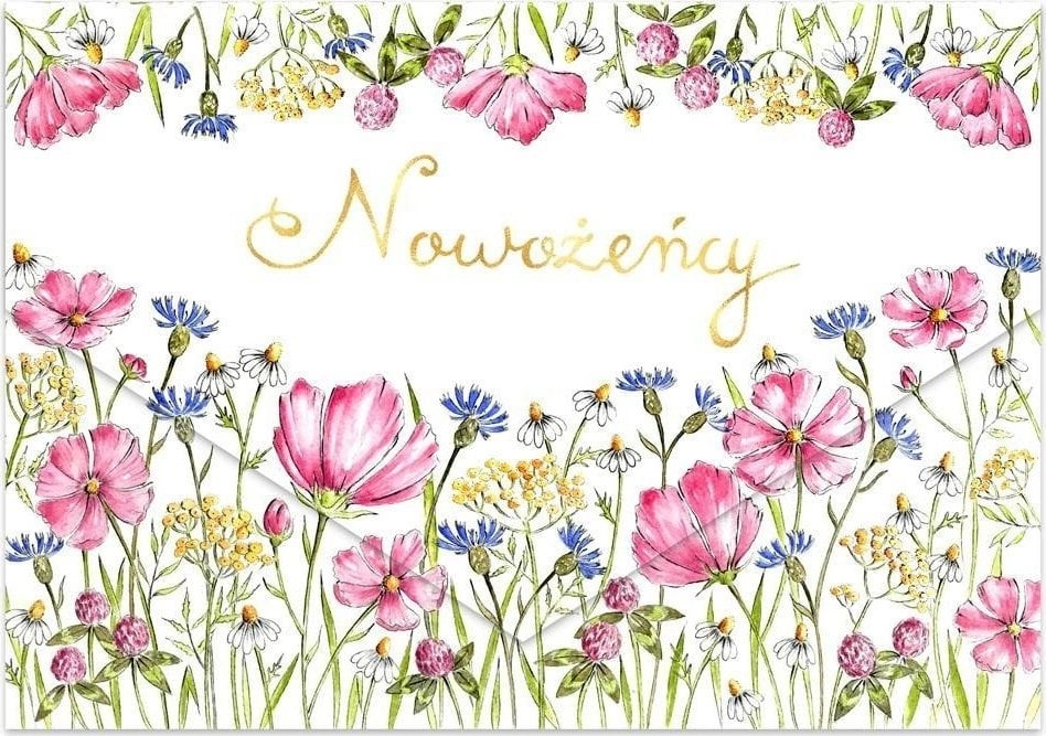 A5 wedding card with wild flowers