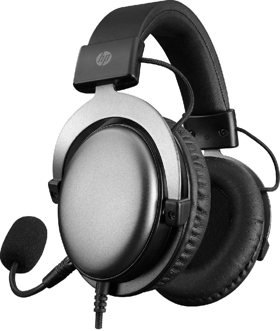 HP DHE-8005N, austiņas ar mikrofonu, vadu, melnas, 2.0, aizmugurgaismojums, 3.5 mm ligzda + USB