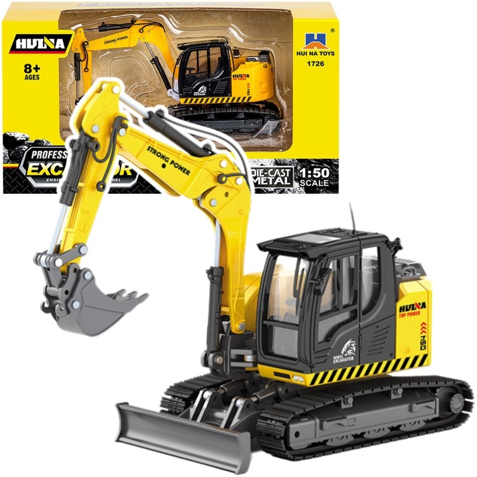 Crawler excavator with bulldozer  yellow  1:50