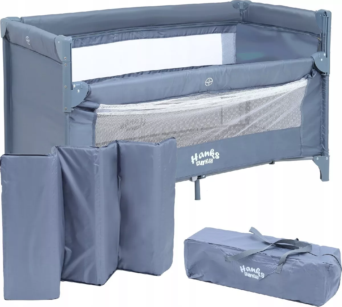 TRAVEL COT 2 levels GRAY HANKSKIDS