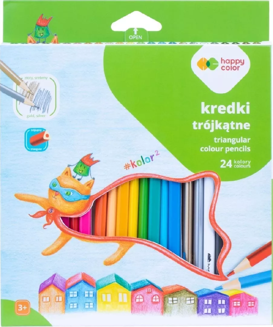 Wooden triangular crayons 24col HAPPY COLOR