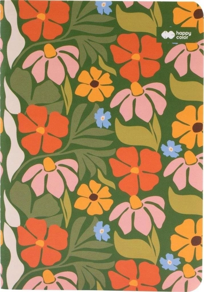 A6/32K sewn notebook  Bloom line boho