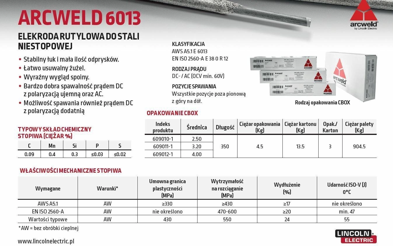 LINCOLN ARCWELD ELECTRODE 6013 FI 4