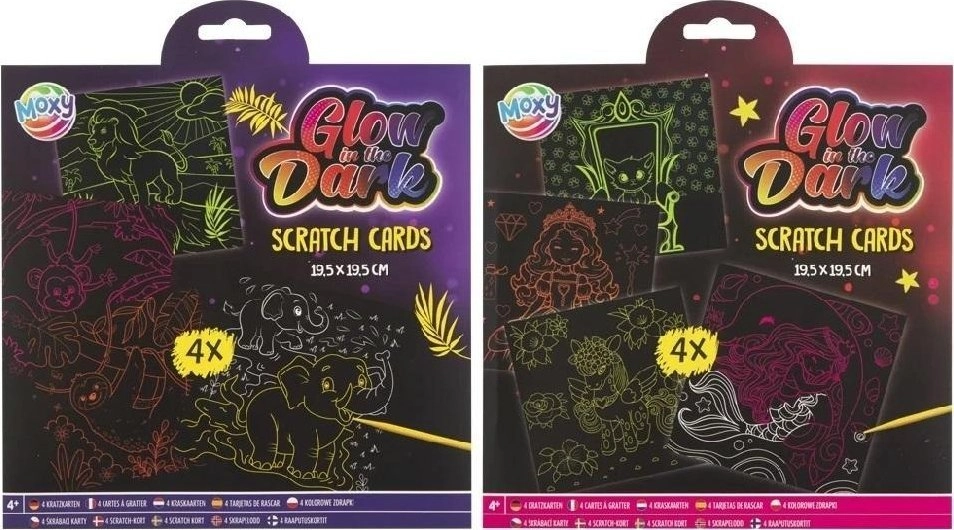 Scratch cards glow in the dark