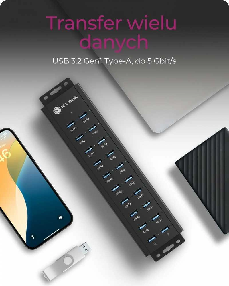 18+2 Port USB IcyBox 18x USB-A