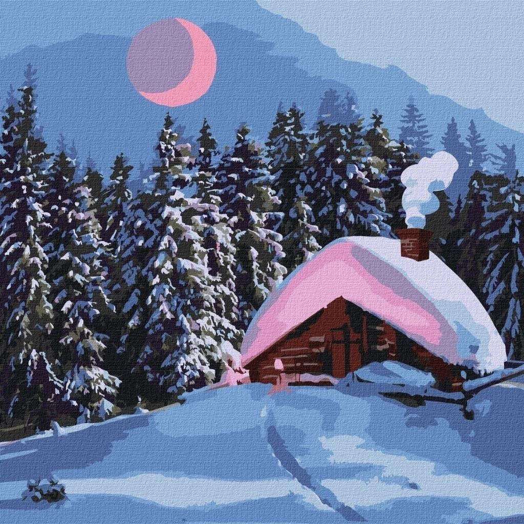Painting by numbers - Snowy cottage