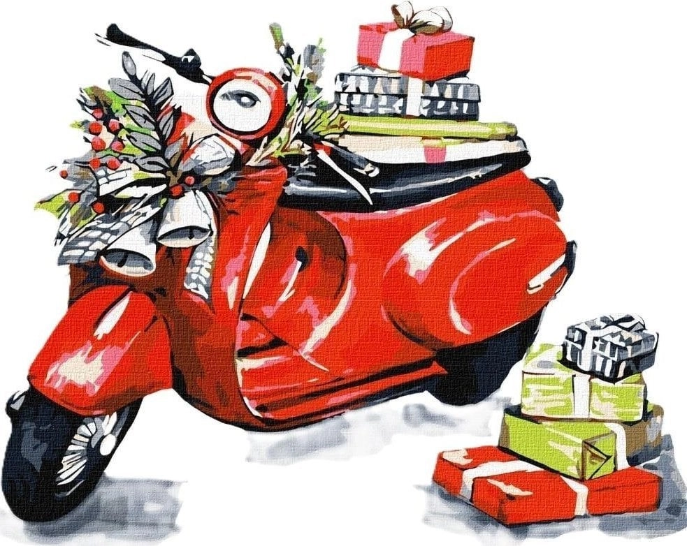 Painting by numbers - Christmas motorcycle