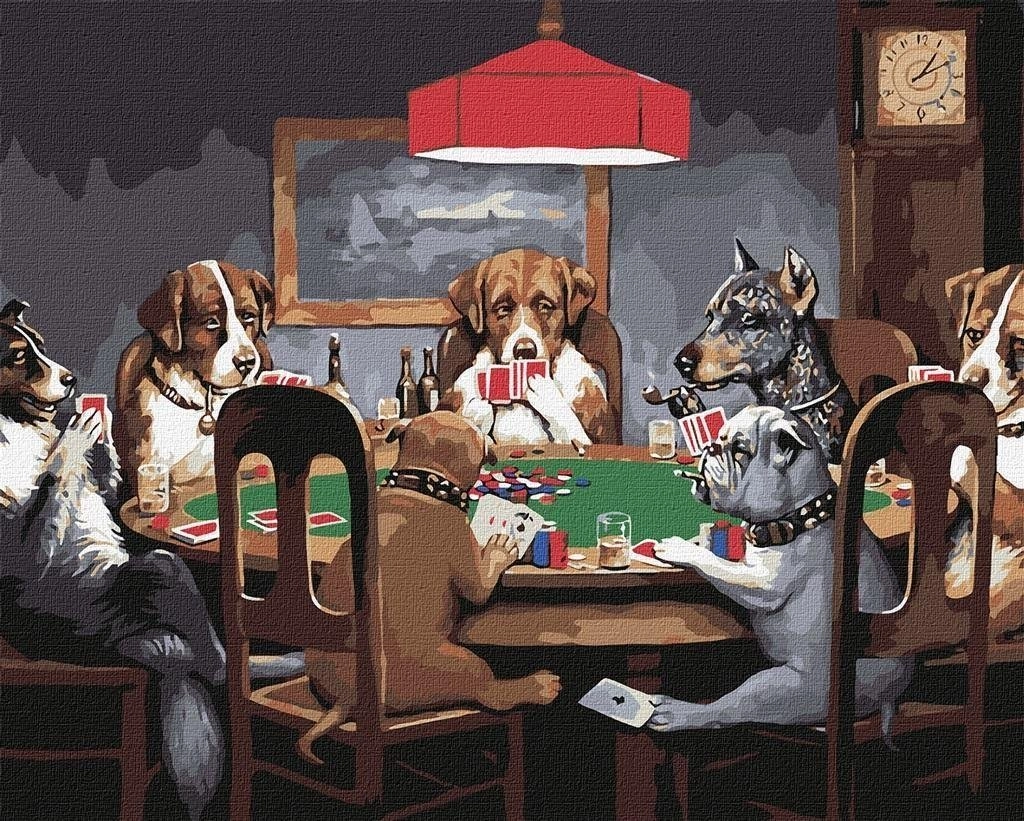 Painting by numbers - Dogs playing