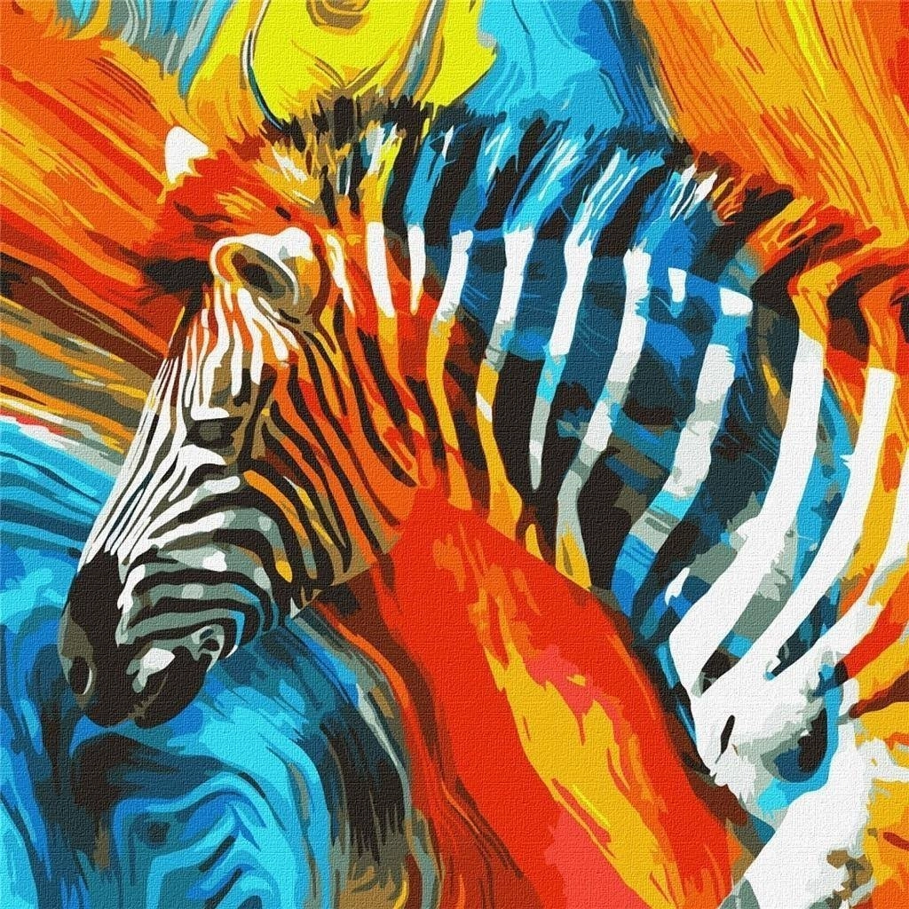 Painting by numbers - Colorful zebra