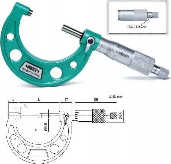 Insize MIKROMETR 25- 50 STANDARD /CERT